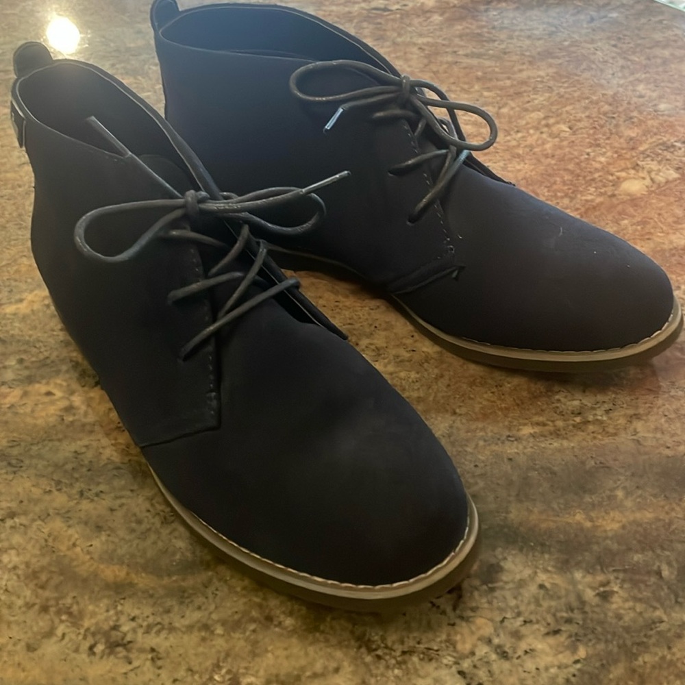 Bass Elyse Women's Navy Blue Suede 8M Ankle Lace Up boots